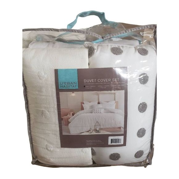 Urban Habitat 5-Piece Ivory 100% Cotton Dot Duvet Cover Set - Twin, Twin XL - Picture 16 of 16